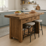 Handcrafted Solid Wood Kitchen Island - Rustic Live-Edge Counter & Storage