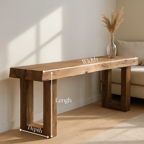 Handcrafted Solid Wood Live Edge Console, Console Table