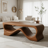 Handcrafted Solid Wood Coffee Table – Sculptural Walnut Wave Design