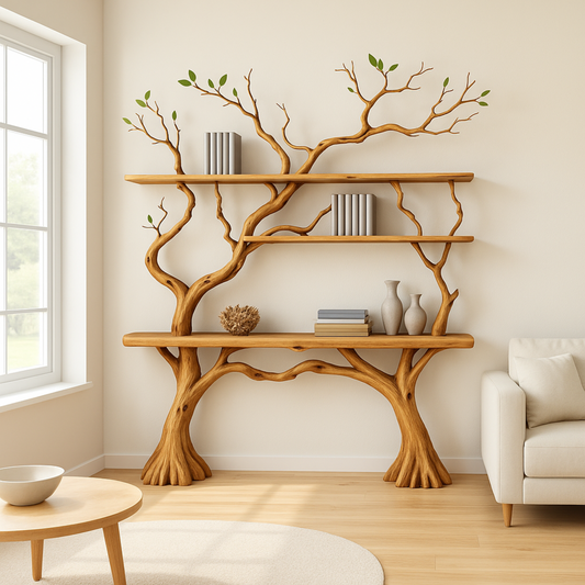 Tree Console Table – Handmade Wooden Branch Entryway Table – Natural Tree Shaped Shelf – Rustic Hallway or Living Room Decor