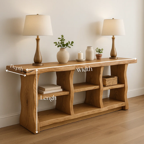 Handcrafted Solid Wood Sculptural Console Table – Organic Modern Design