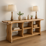 Handcrafted Solid Wood Sculptural Console Table – Organic Modern Design