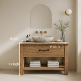 Rustic Wood Bathroom Vanity with Drawers and Shelf, Handmade Bathroom Cabinet