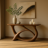 Handcrafted Solid Wood Waveform Console Table – Contemporary Organic Sculpture