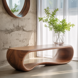 Handcrafted Solid Wood Bench – Sculptural Modern Walnut Wave Table