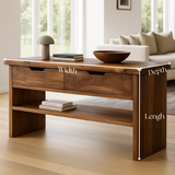 Handcrafted Solid Wood Console Table – Walnut Finish with Drawers and Open Shelf