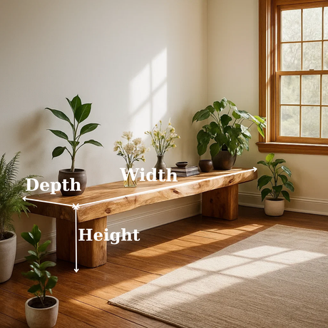 Handcrafted Solid Wood Bench – Rustic Live-Edge Slab Entryway Seating