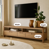 Handcrafted Solid Wood TV Stand with Drawers – Minimalist Entertainment Console Furniture
