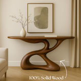 Handcrafted Solid Wood Flowline Console Table – Modern Organic Sculpture