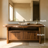 Handcrafted Solid Wood Bathroom Vanity with Live-Edge Walnut Top & Soft-Close Doors