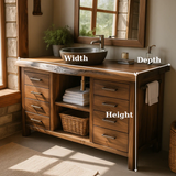 Handcrafted Solid Wood Bathroom Vanity with Live Edge Walnut Top and 8 Storage Drawers