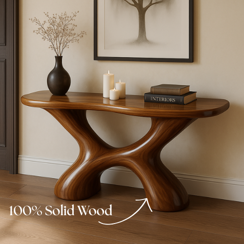 Handcrafted Solid Wood Fusion Console Table – Organic Modern Aesthetic