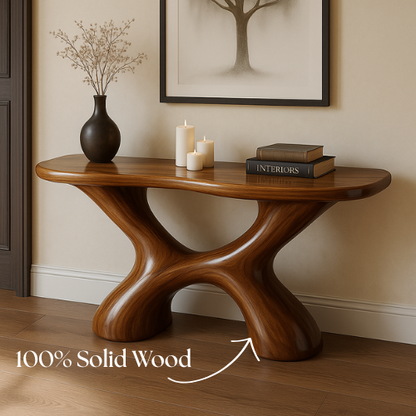 Handcrafted Solid Wood Fusion Console Table – Organic Modern Aesthetic