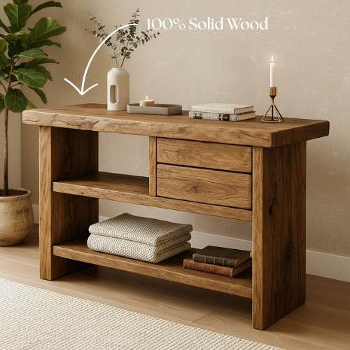 Handcrafted Natural Wood Console Table – Minimal Organic Design