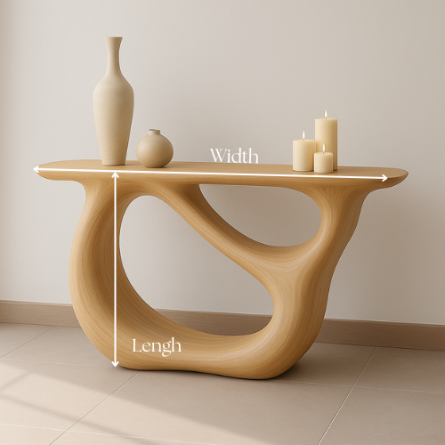 Handcrafted Solid Wood Organic Console Table – Light Oak Flow Design