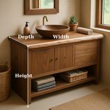 Handcrafted Solid Wood Bathroom Vanity with Live Edge Walnut Top and Storage Cabinet