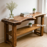 Handcrafted Solid Wood Console Table – Sculptural Organic Live-Edge Design