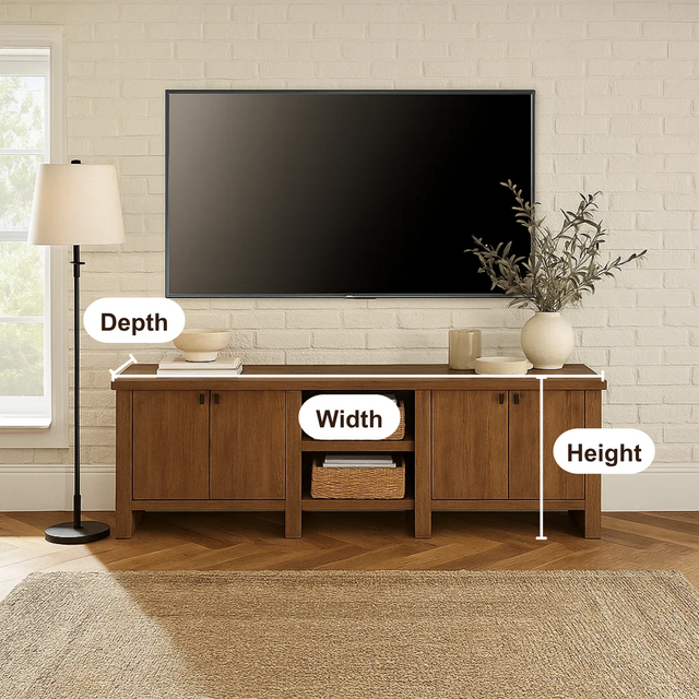 Handcrafted Solid Wood TV Stand with Cabinets – Modern Rustic Media Console Furniture