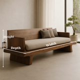 Handcrafted Solid Wood Sofa – Minimalist Wooden Couch with Natural Live Edge Base