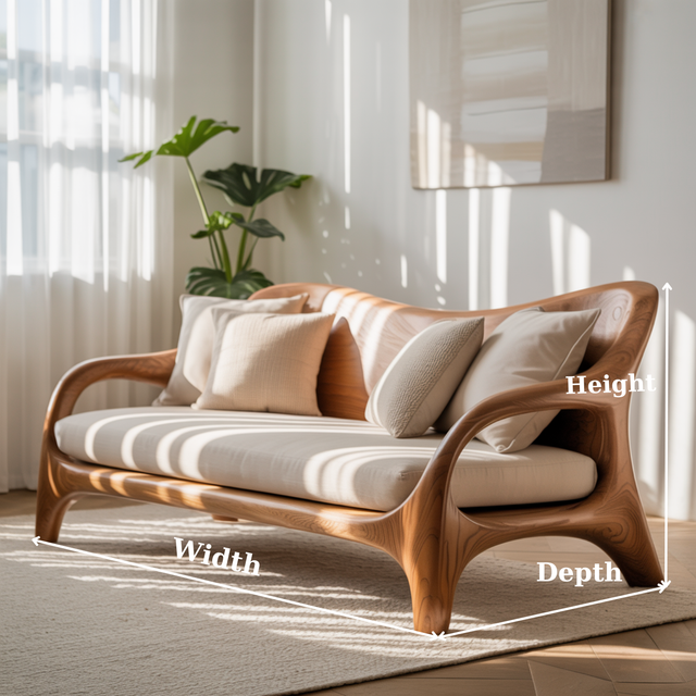 Handcrafted Solid Wood Sofa – Rustic Live Edge Wooden Couch with Modern Minimal Design