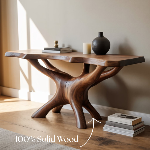 Handcrafted Solid Wood Root Console Table – Organic Sculptural Design