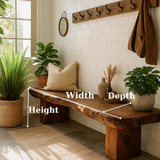 Handcrafted Solid Wood Bench – Rustic Live-Edge Slab Entryway Seating