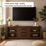 Handcrafted Solid Wood TV Stand with Drawers – Modern Rustic Media Console for Living Room