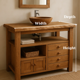 Handcrafted Solid Wood Bathroom Vanity with Live Edge Top and Multi Storage