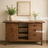 Handcrafted Solid Wood Console Table – Live-Edge Slab with Cabinet and Drawers