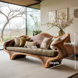 Handcrafted Solid Wood Sofa – Sculptural Organic Wood Couch with Artistic Curves and Cushion Seat