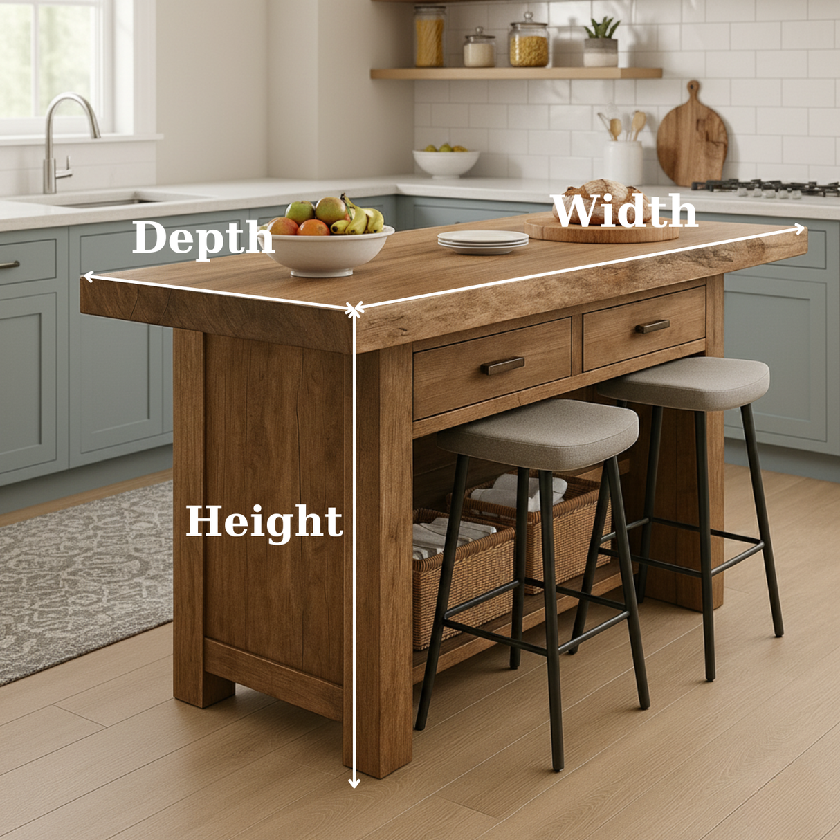 Handcrafted Solid Wood Kitchen Island - Rustic Live-Edge Counter & Storage
