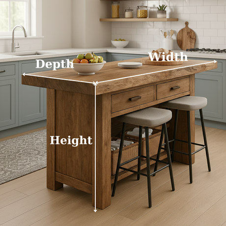Handcrafted Solid Wood Kitchen Island - Rustic Live-Edge Counter & Storage