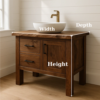 Handcrafted Solid Wood Bathroom Vanity - Live Edge Cabinet with Storage