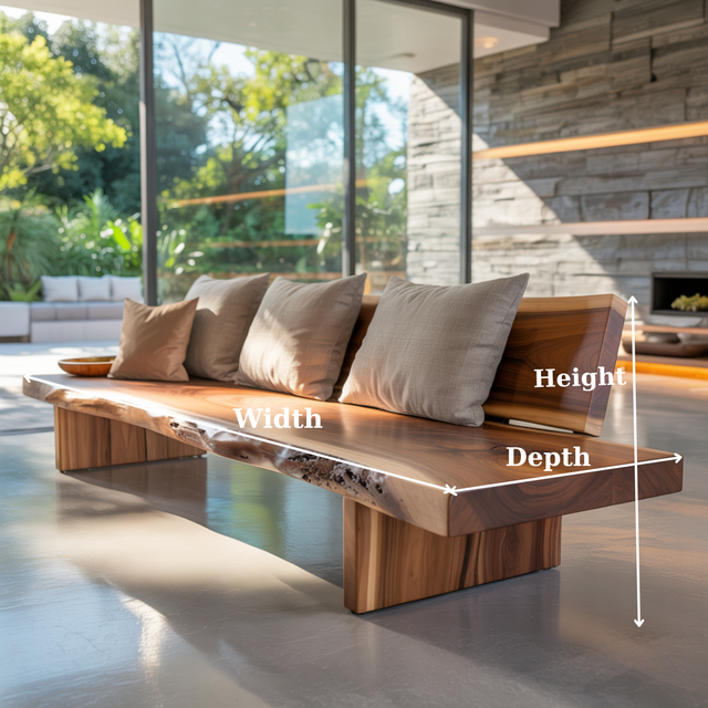Handcrafted Solid Wood Sofa – Rustic Live Edge Bench-Style Couch with Modern Minimalist Backrest
