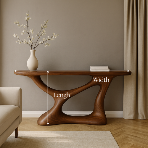 Handcrafted Solid Wood Essence Console Table – Modern Organic Sculpture