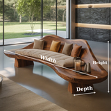Handcrafted Solid Wood Sofa – Sculptural Wave-Form Wood Couch with Organic Curves and Cushion Seat