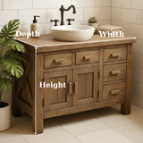 Handcrafted Solid Wood Bathroom Vanity - Rustic Farmhouse Style with X-Brace Detail