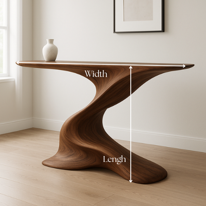 Handcrafted Solid Wood Twist Console Table – Sculptural Modern Design