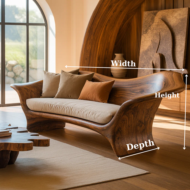 Handcrafted Solid Wood Sofa – Organic Modern Design