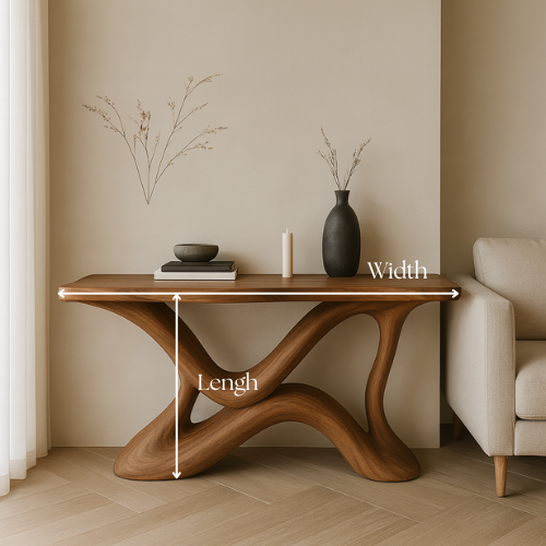 Handcrafted Solid Wood Rhythm Console Table – Contemporary Organic Design