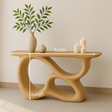 Handcrafted Solid Wood Sculptural Console Table – Light Oak Modern Design