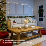 Handcrafted Solid Wood Coffee Table with Live Edge Design – Rustic Modern Center Table with Bottom Shelf for Cozy Holiday Living Rooms