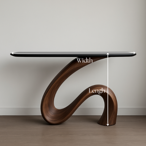 Handcrafted Solid Wood Waveform Console Table – Modern Sculptural Elegance