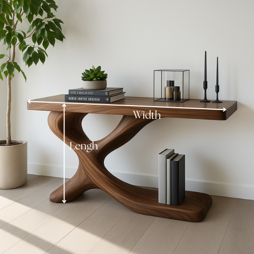Handcrafted Solid Wood Axis Console Table – Contemporary Organic Form