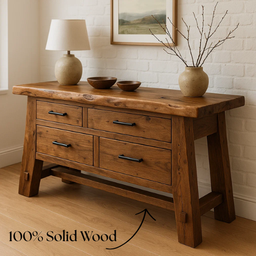 Rustic Solid Wood Console Table – Handcrafted with Timeless Character