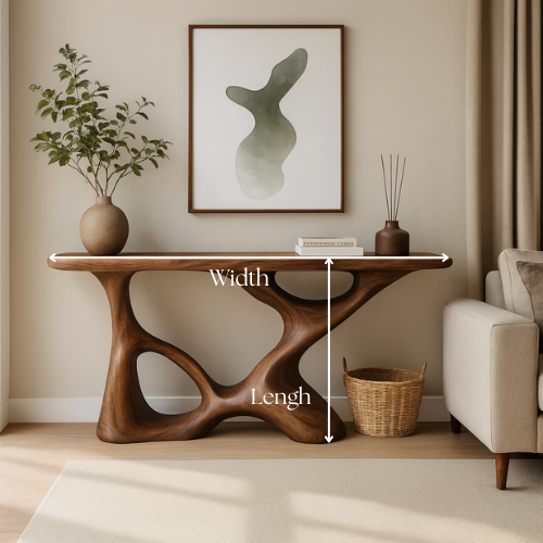 Handcrafted Solid Wood Flux Console Table – Modern Organic Design