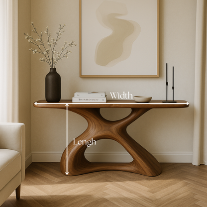 Handcrafted Solid Wood Aura Console Table – Modern Organic Form
