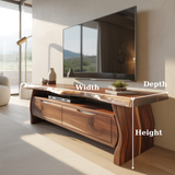 Handcrafted Live-Edge Solid Wood TV Stand with Sculpted Curved Base
