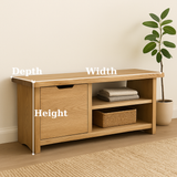 Handcrafted Solid Wood Bench – Oak Entryway Storage Bench & Cabinet