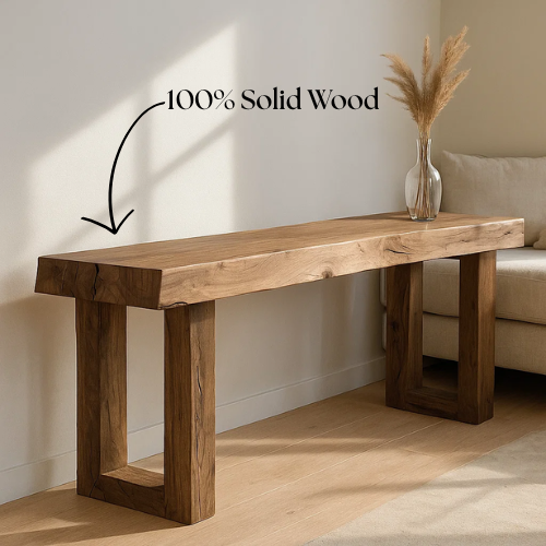 Handcrafted Solid Wood Live Edge Console, Console Table